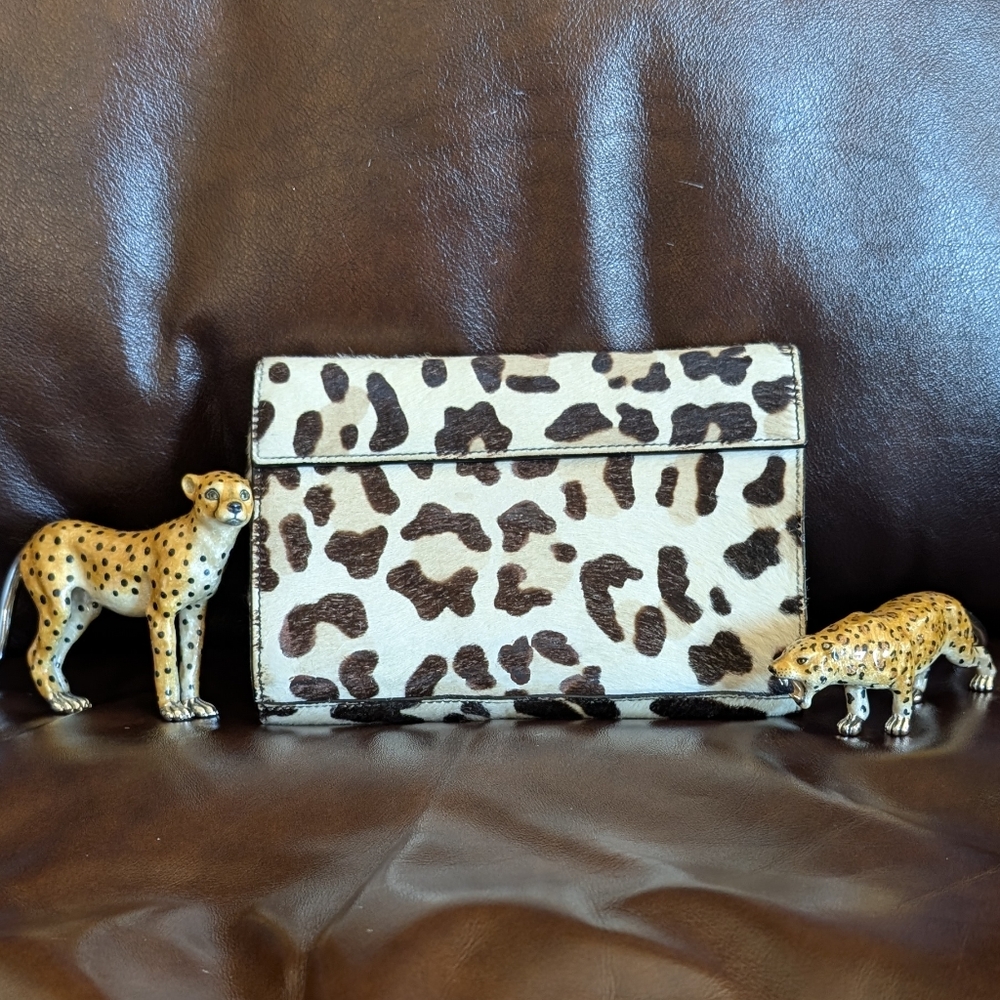 VGUC Alaia Calf Hair Leopard Print Clutch